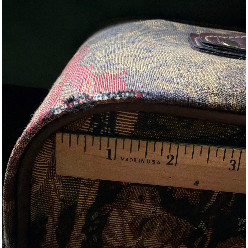 Vintage Tapestry Rolling Suitcase | Fox Hunt | Carry On Bag | Capizio |Brown Tan - Picture 6 of 16